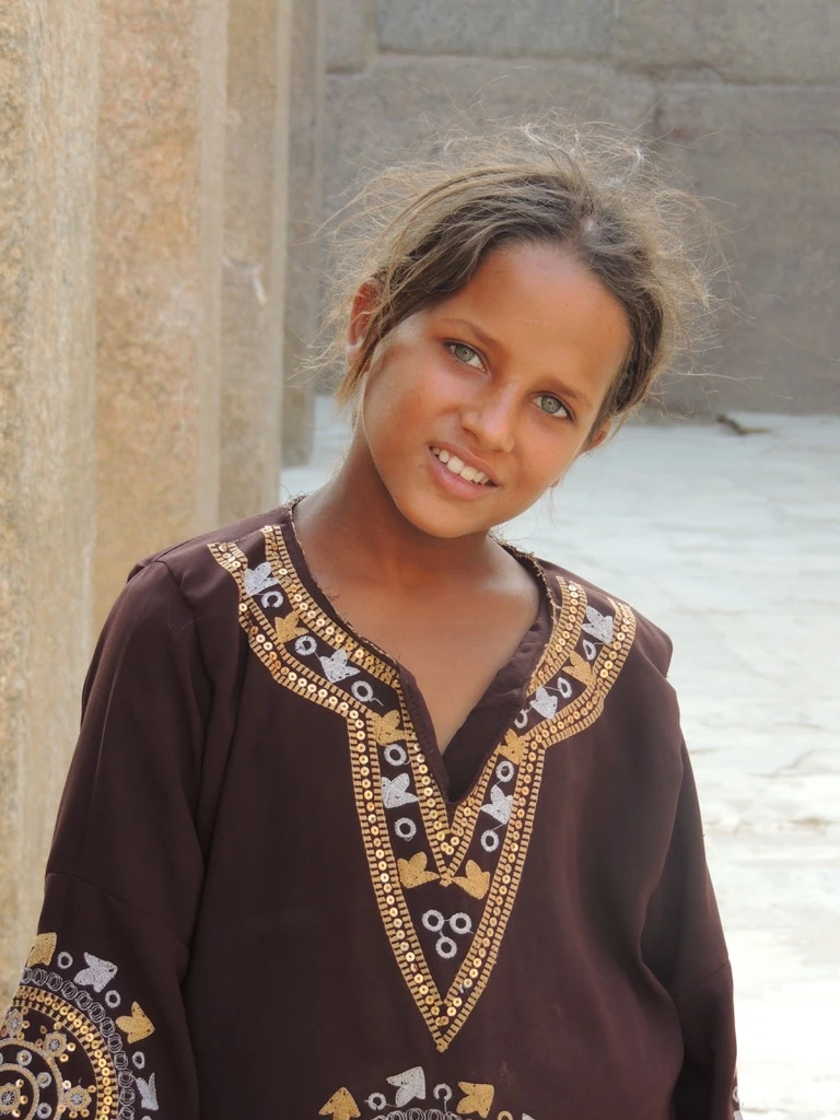 A smiling girl PJ met at the Pyramids, the daughter of a local seller