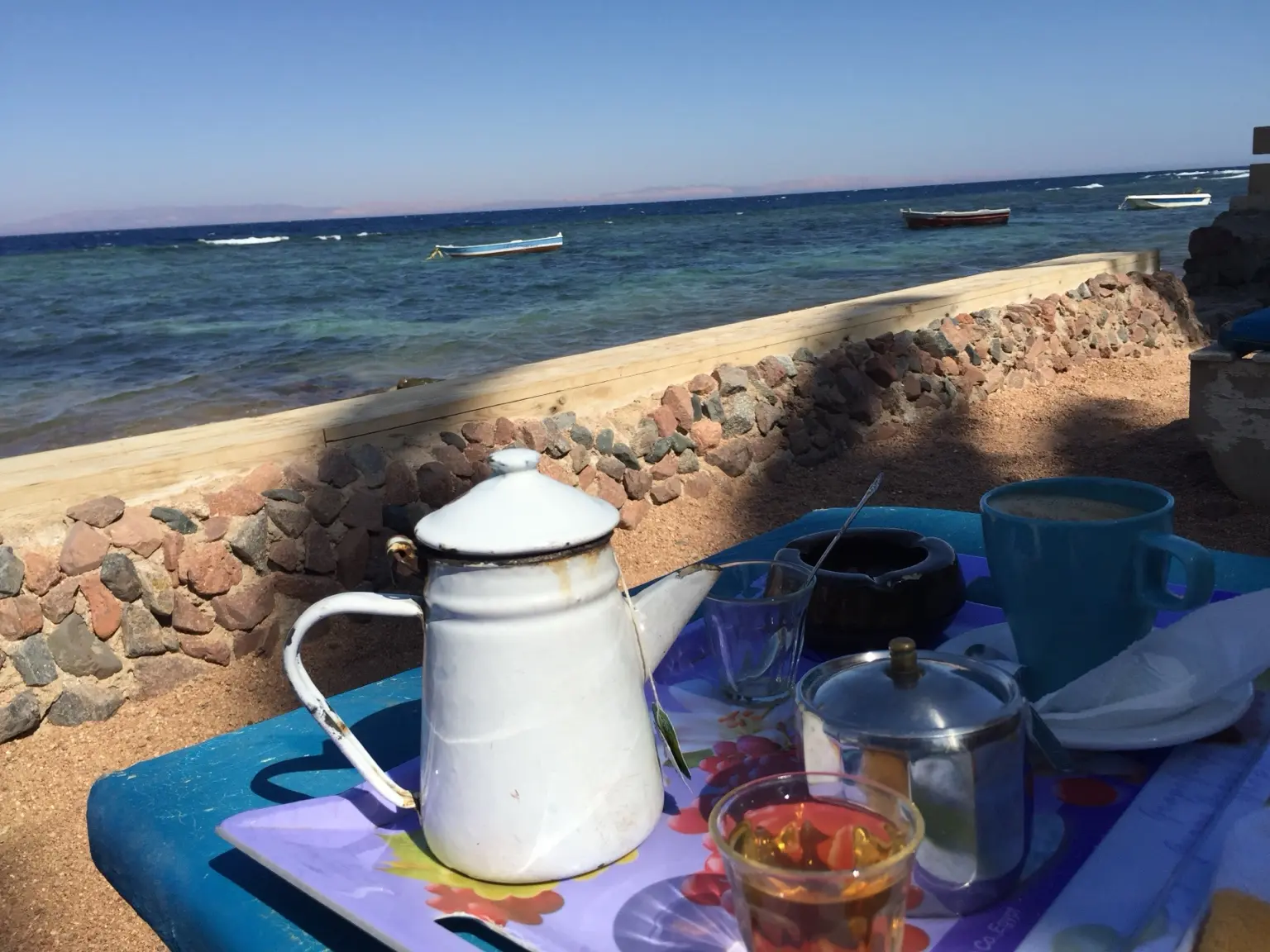 Tea served beside the Red Sea in Sinai